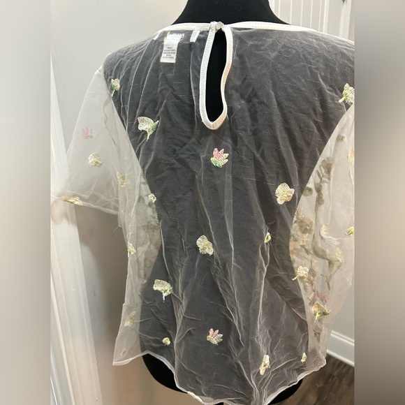 Forever 21 Sheer Floral Embroidered Blouse - Black and Cream - Picture 5 of 5